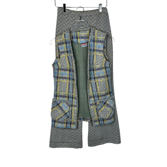 Vintage 1970s Pykettes Womens 2-Piece Plaid Vest & Bell Bottoms Pants Set - Picture 1 of 11